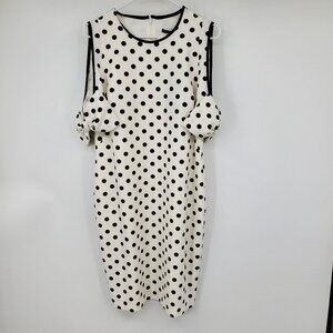 NWT Black Halo Karyn‎ White and Black Polka Dotted Sheath Bow Sleeve Dress 14